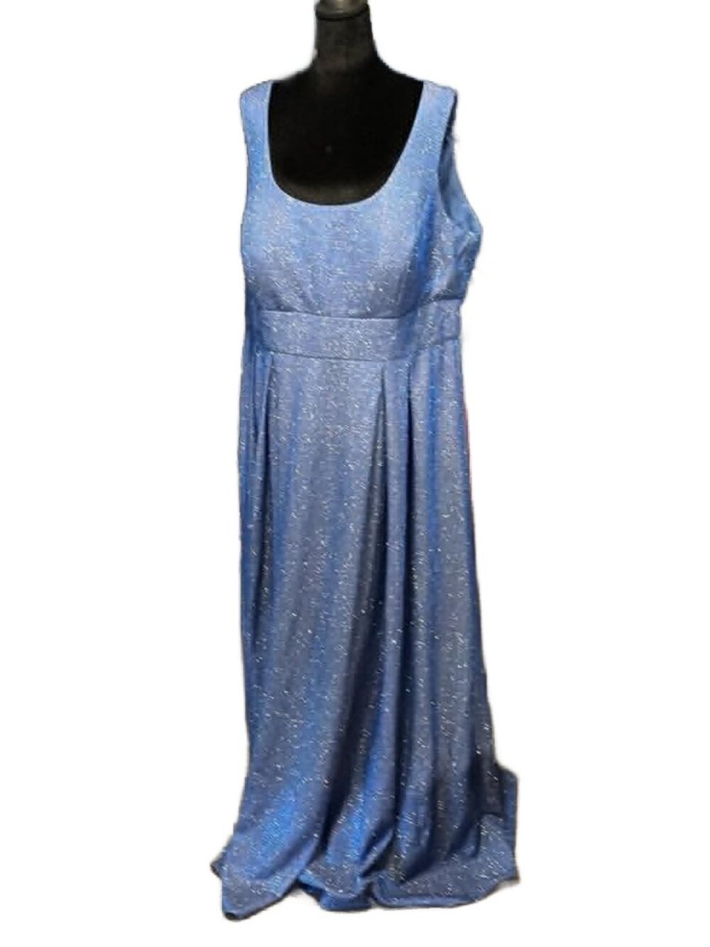 Morgan & Co Size 18W Blue Metallic Iridescent Formal Maxi Dress Gown Pockets